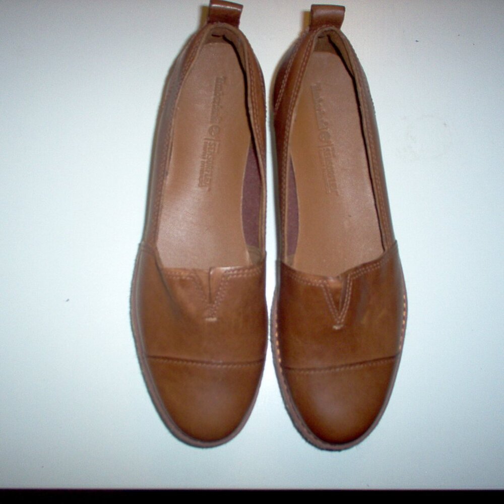 Timberland Leather Sensorflex Platform Wedge Slip on Women's 9.5 Brown. Comfort